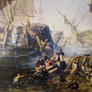 Artery8 Wandbild 'The Battle Of Trafalgar' Gerahmt – 18x24 Zoll (46x61 Cm) | Schlacht-Gemälde-Druck Für Wohnzimmer & Büro