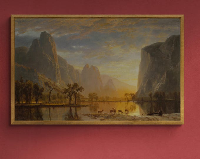 Valley of the Yosemite by Albert Bierstadt | XXL Textured Canvas Print | Hand-Finished Brush Strokes | Museum-Quality Oil Painting Replica