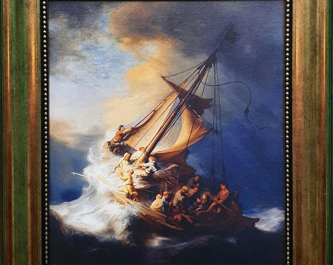 Rembrandt - Christ In The Storm On The Sea Of Galilee - Framed Canvas Reproduction Print