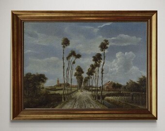 The Avenue at Middelharnis Wall Art: Vintage Golden Frame and Brush Strokes