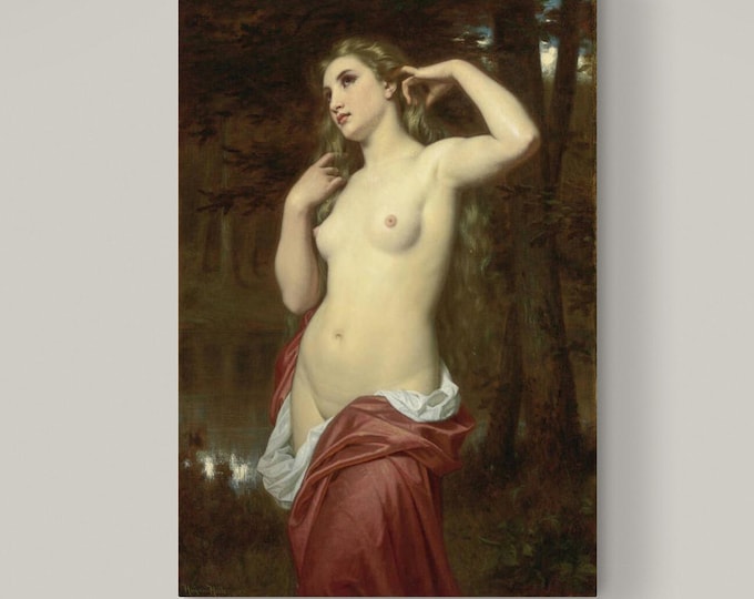 The Bather by Hugues Merle:  Print on canvas with Hand-added Brush Strokes
