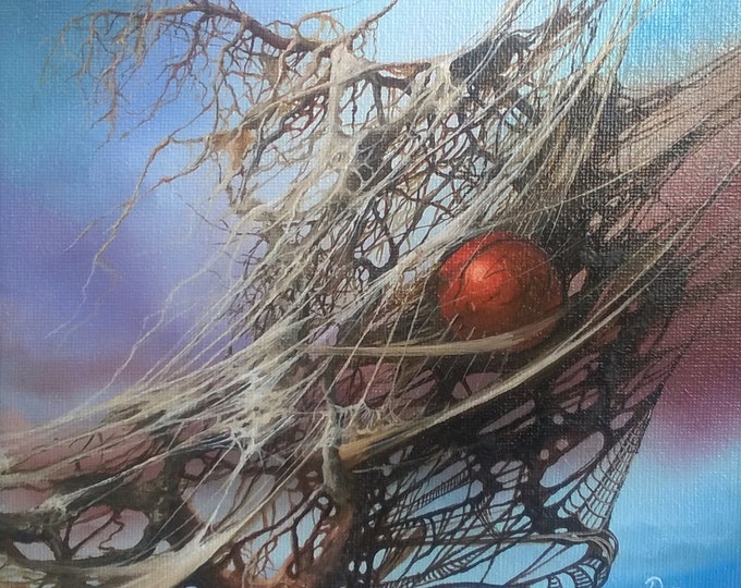 CAUGHT in the WEB of LIFE | Fine art print from original oil painting | Modern home decoration | Gift idea for surreal art lovers