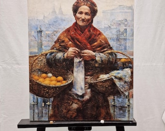 Gierymski Canvas Print: Jewish Woman Selling Oranges, 3D Hand Finish (23.6"x19.7")