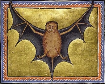 Aberdeen Bestiary Bat Art Print: 12th Century Medieval Manuscript