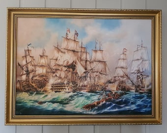 BATTLE of TRAFALGAR | HMS Victory Ship | Tall ship decoration | Giclée canvas print of original oil painting by Robert Zietara