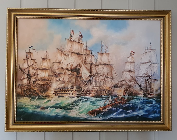 BATTLE of TRAFALGAR | HMS Victory Ship | Tall ship decoration | Giclée canvas print of original oil painting by Robert Zietara