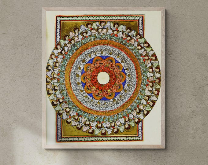 Hildegard of Bingen Mandala Art Print: Cosmic Religious Decor