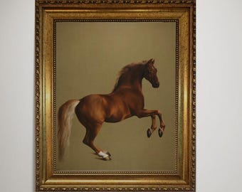 Whistlejacket by George Stubbs Wall Art: Classic Print (Vintage Golden Frame and Brush Strokes)