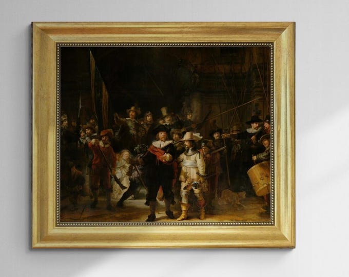 The Night Watch by Rembrandt -Gliclée 3D hand finished canvas premium print with brush strokes & golden vintageous frame looks like original