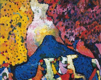 Kandinsky Blue Mountain Canvas Print: 3D Brushstroke Finish, Ready to Hang