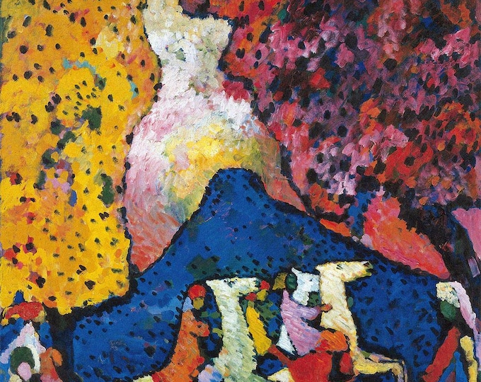 Blue Mountain by Wassily Kandinsky Large Wall Art on Heavyweight Canvas with 3D Brushstroke Finish | Looks like original | Ready to Hang