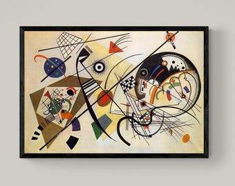 Wassily Kandinsky Transverse Line, Large Art, Heavyweight Canvas, 3D hand finish print with brush strokes, Ready to Hang