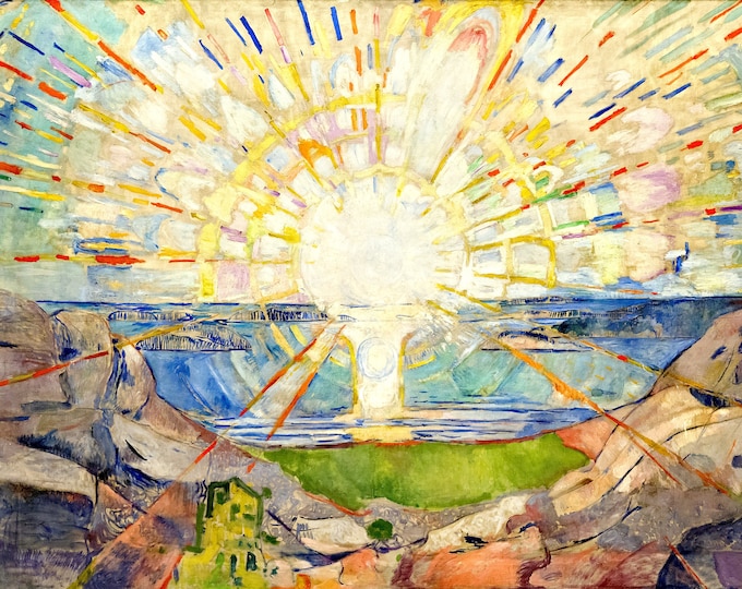 The Sun by Edvard Munch, Eternal Radiance, Heavyweight paper, real art canvas, Print on canvas or paper, Hand Finished 3D original large art