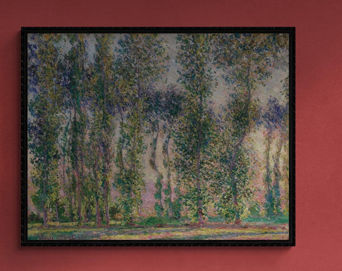 Claude Monet, Poplars at Giverny, 1887, Living Room Wall Décor, Premium FineArt Print on Paper, Canvas or Hand Finished with brush strokes
