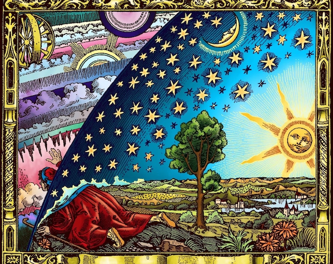 Celestial Voyage: The Flammarion Engraving, Large Wall art Fine Art Print, Experiencing the Mysteries of the Universe Through Art!