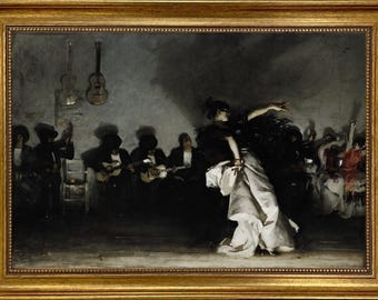 Framed Spanish Dancer Canvas Print: John Singer Sargent Reproduction