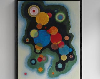 KANDINSKY Deepened Impulse Fine Art Prints with floating frame, Art Deco Style, 3D Hand Finished Giclee Canvas prints looks like original