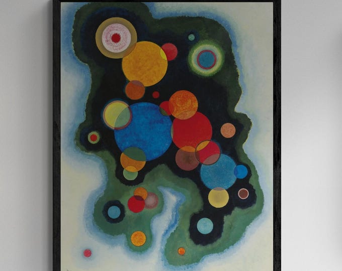 KANDINSKY Deepened Impulse Fine Art Prints with floating frame, Art Deco Style, 3D Hand Finished Giclee Canvas prints looks like original