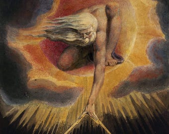 William Blake Art Print, Ancient of Days, Giclee Art Paper or Canvas