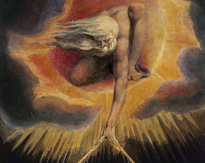William Blake, Ancient of Days, A Prophecy, Classic Art Print on Art Paper, Canvas & 3D Finished Premium Texture Print with brush stroke