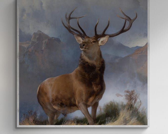 The Monarch of the Glen by Landseer Canvas XXL printing, 3D Hand Finished Premium Texture Print with brush strokes looks like original art