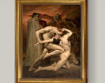 Framed "Dante & Virgil in Hell" Canvas Print: William Bouguereau Reproduction