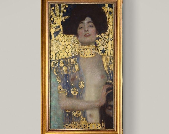 Gustav Klimt Judith Canvas Print, Textured with Vintage Gold Frame (Multiple Sizes)