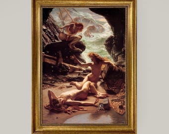 Poynter's Storm Nymphs Canvas Print: Gold Vintage Frame, Museum Quality