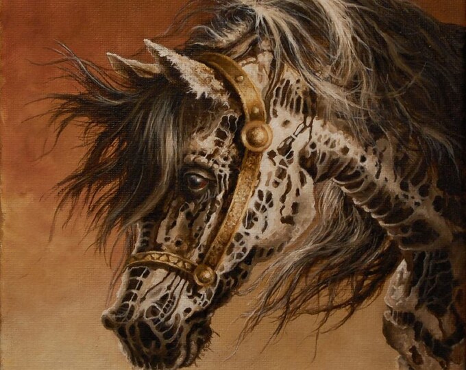 APPALOOSA HORSE HEAD | fine art print from original oil painting | horse photo | equestrian print | equestrian decor | High Definition Print