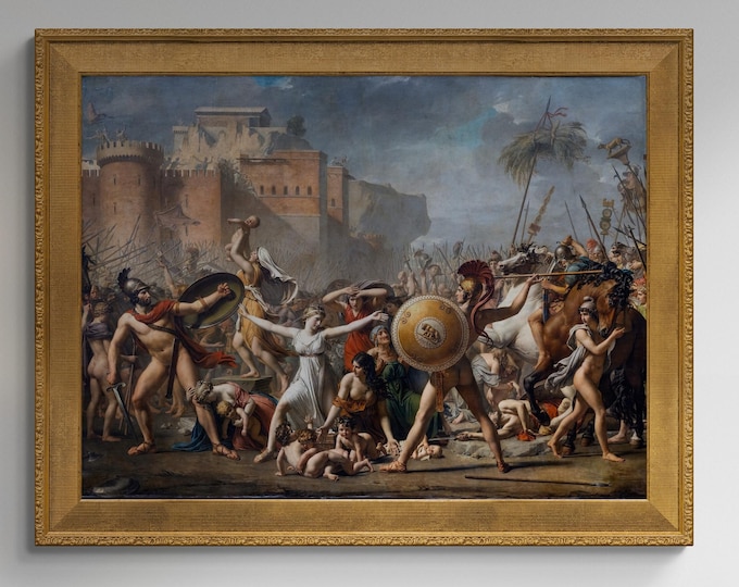 Jacques-Louis David art: The Intervention of the Sabine Women, Heavyweight Canvas, 3D hand finish print with brush strokes, Large wall arts