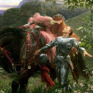 La Belle Dame Sans Merci de Sir Frank Dicksee Reproducción de pintura con impresión Giclée, impresión artística de gran peso o póster con calidad de museo
