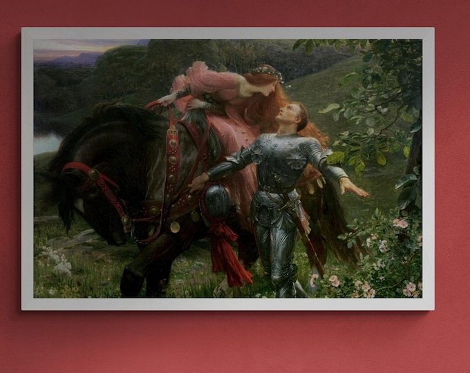 La Belle Dame Sans Merci By Sir Frank Dicksee Large wall arts, Heavyweight Canvas, 3D hand finish print with brush strokes, Ready to Hang