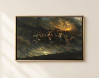 The Wild Hunt of Odin | Scandinavian Mythology Art Print | Flaating Frame