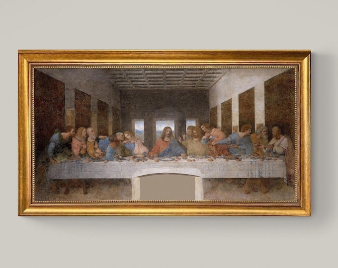 The Last Supper Framed Canvas Print: Leonardo da Vinci Giclée with Textured Finish