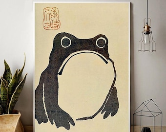 Japanese Frog Print, Vintage Wall Art, Japanese Frog Poster, Matsumoto Hoji Wall Art Decor, Modern Art, Animal Print, Wabi Sabi, Interior