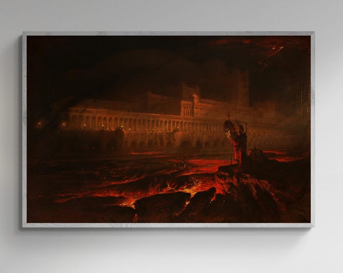 Pandemonium Painting by John Martin Gothic Giclee Print Reproduction Painting, Heavyweight print on Fineart paper or museum quality poster