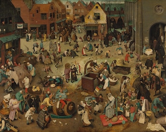 Bruegel Carnival and Lent Giclee Art Print, Hand Finished Canvas