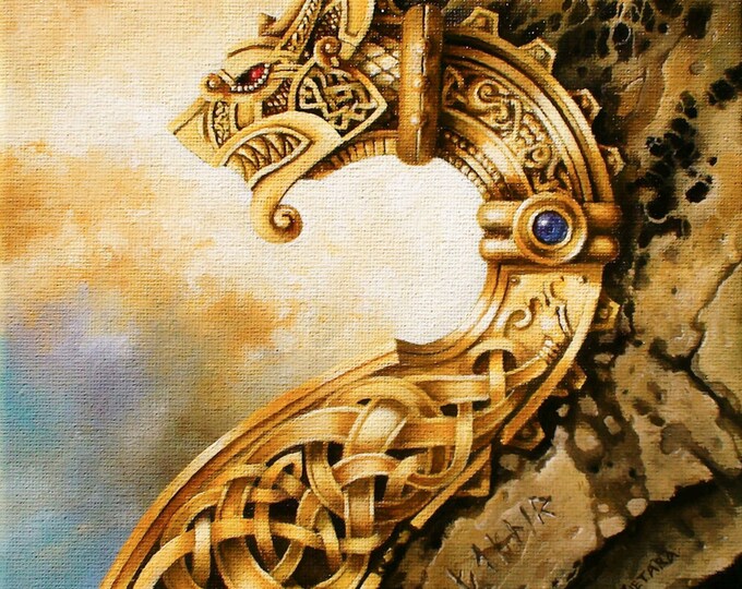 FAFNIR Giclée Art Print of original oil painting | Viking Dragon | Norse Mythology, Nordic Symbols | modern home decoration