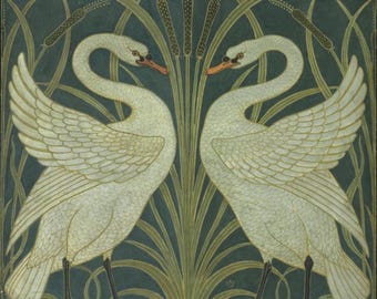 Fine Art Print: Walter Crane Two Swans - Matte Giclée Paper