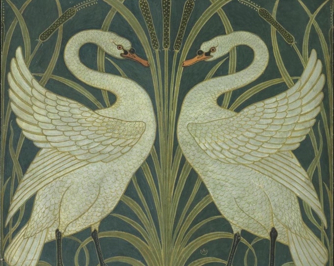 Fine Art Print: Walter Crane Two Swans - Matte Giclée Paper