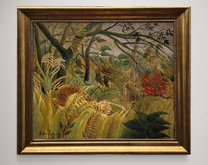Surprised Art Print – Henri Rousseau Giclee on Canvas with Vintage Wooden Frame