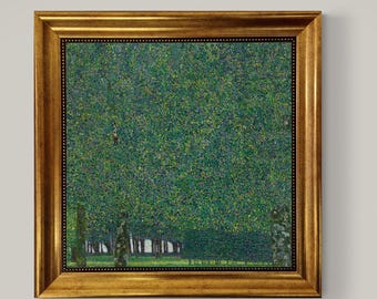 Gustav Klimt "The Park" framed reproduction, Art nouveau 3D Hand-finish canvas with brush strokes, looks like original, Golden Vintage Frame