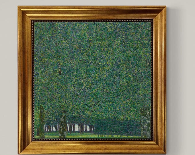 Gustav Klimt "The Park" Art Nouveau Canvas Print: Golden Vintage Frame, 3D Hand-Finished Reproduction