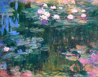Monet Water Lilies Giclée Print: Textured Brushstrokes Art