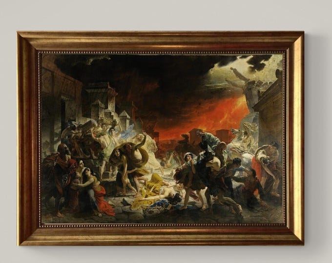 The Last Day of Pompeii Karl Brullov, Framed Canvas Art Print,  Hand-Finished Brush Strokes
