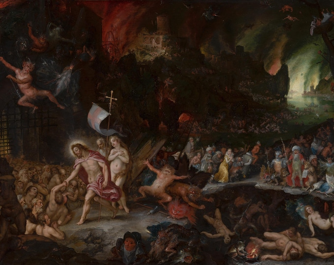 Christ in Limbo by Jan Brueghel, XXL printing Canvas, 3D Finished Premium Texture Print with brush strokes