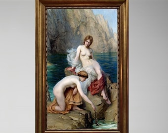 Herbert Draper 'Lament of Icarus' Giclée: Framed Fine Art Print with Brush Stroke Texture