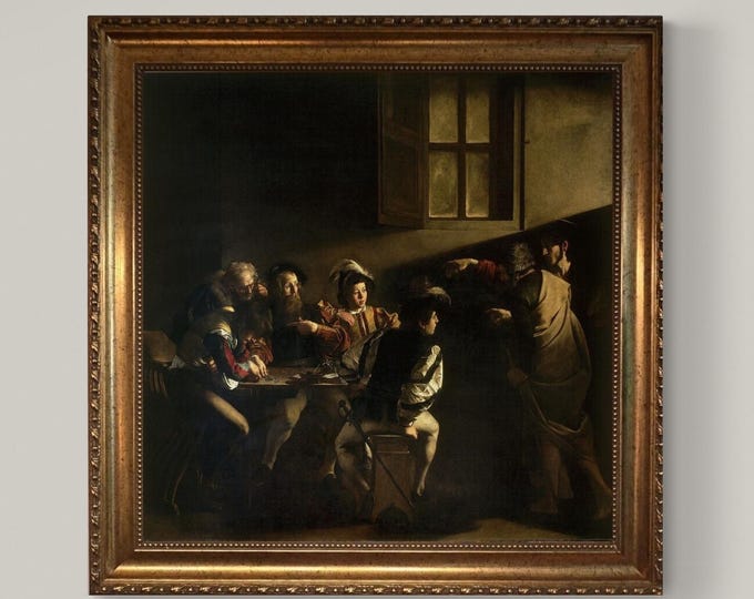 Caravaggio's St Matthew 3D Canvas Print with Gold Wooden Frame & Brush Strokes