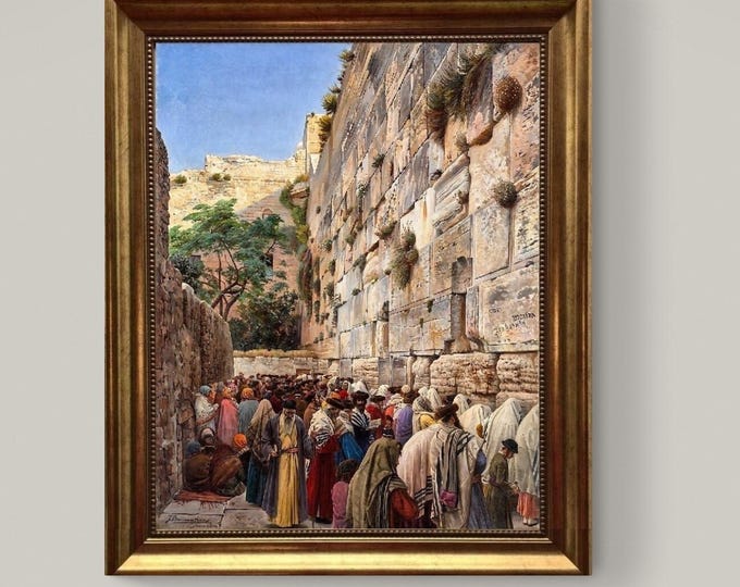 Wester Wall by Gustav Bauernfeindi, Canvas Print with Hand-Finished Brush Strokes, Vintage Golden Frame,