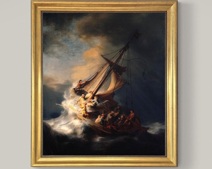 Rembrandt - Christ In The Storm On The Sea Of Galilee - Framed Canvas Reproduction Print